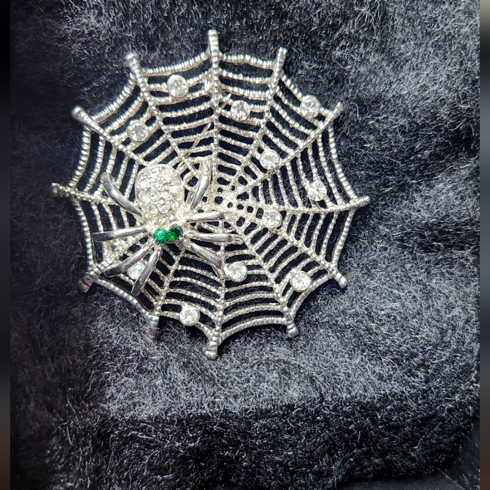 Large Spiderweb with Spider brooch